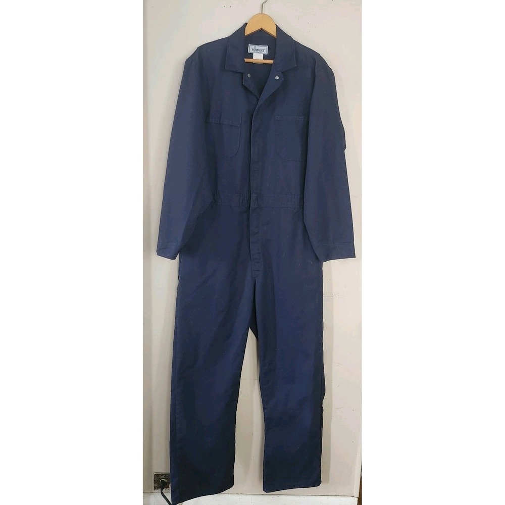 VTG Roebucks Coveralls Mens 44T Navy Made in USA Workwear Mechanic Halloween